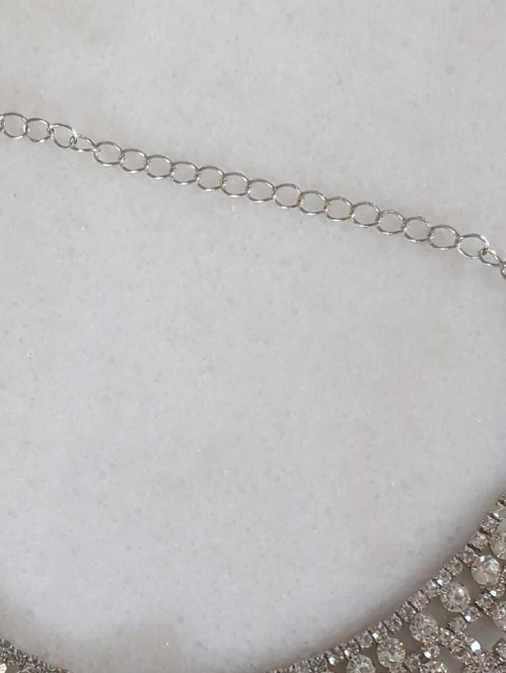 NWT Silver Rhinestone Statement Necklace - Picture 6 of 6